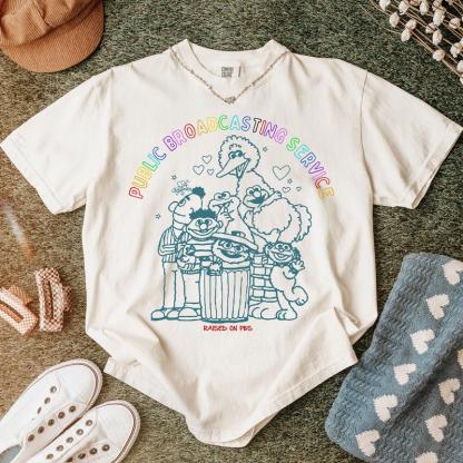 Public Broadcasting Service Tee 70s 80s Nostalgia Shirt for Classic TV Fans