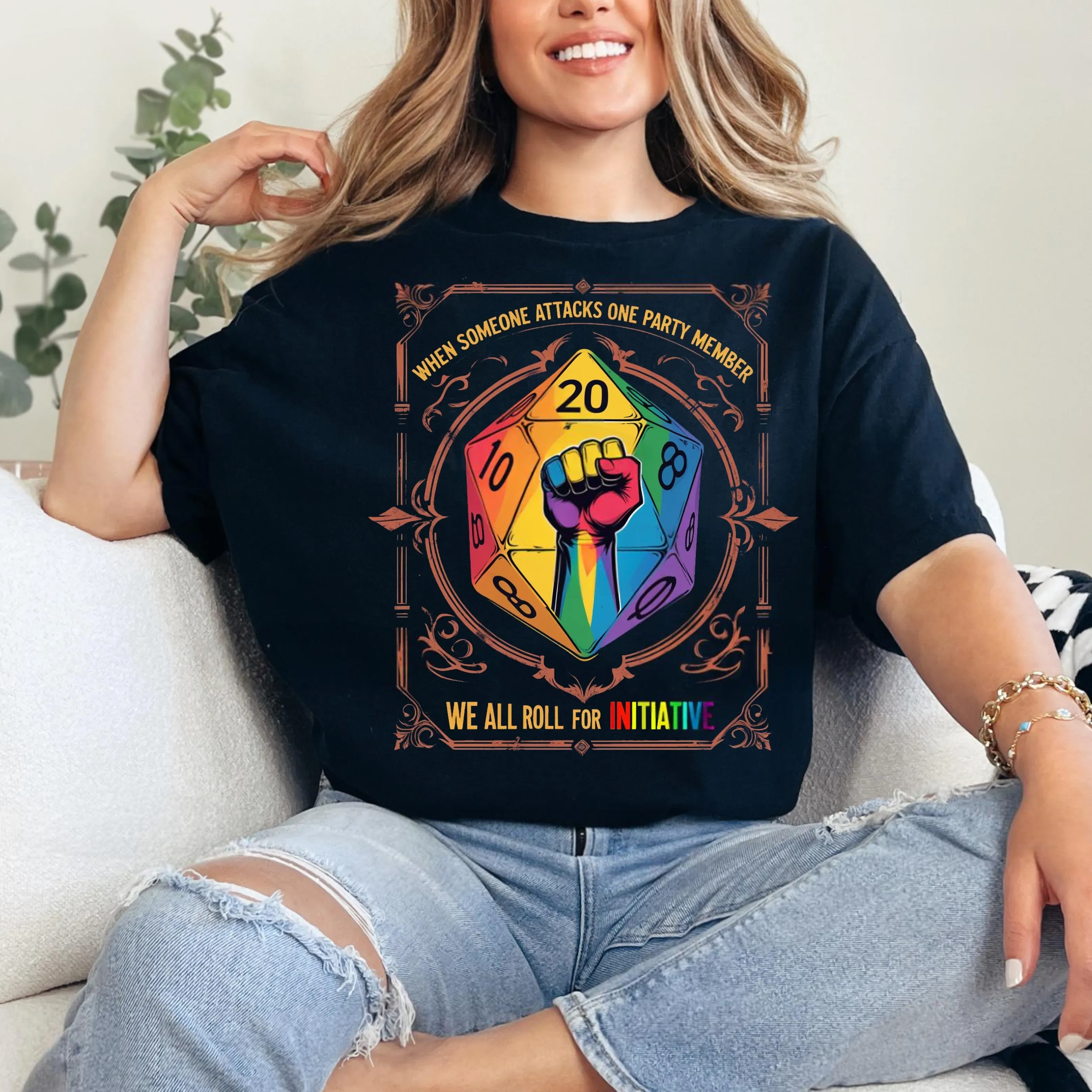 When Someone Attacks One Party Member, We All Roll for Initiative,Pride Month Unisex T-shirt