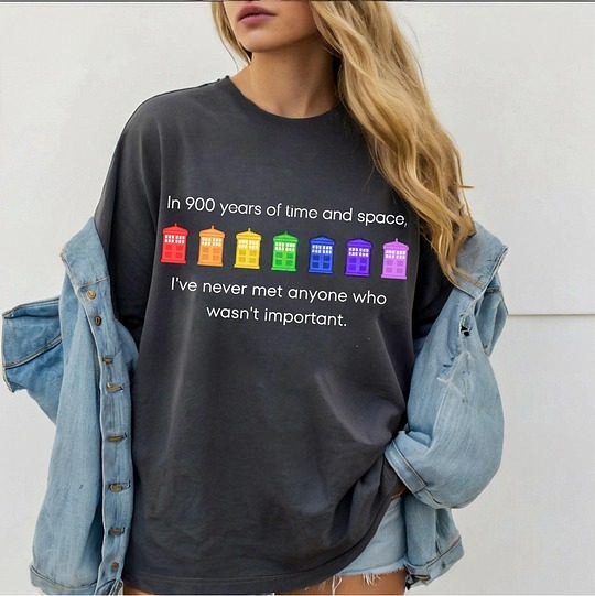 PRIDE Rainbow Police Box, 11th Doctor Quote, Doctor Who Parody Unisex T-shirt
