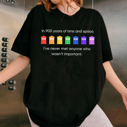 PRIDE Rainbow Police Box, 11th Doctor Quote, Doctor Who Parody Unisex T-shirt