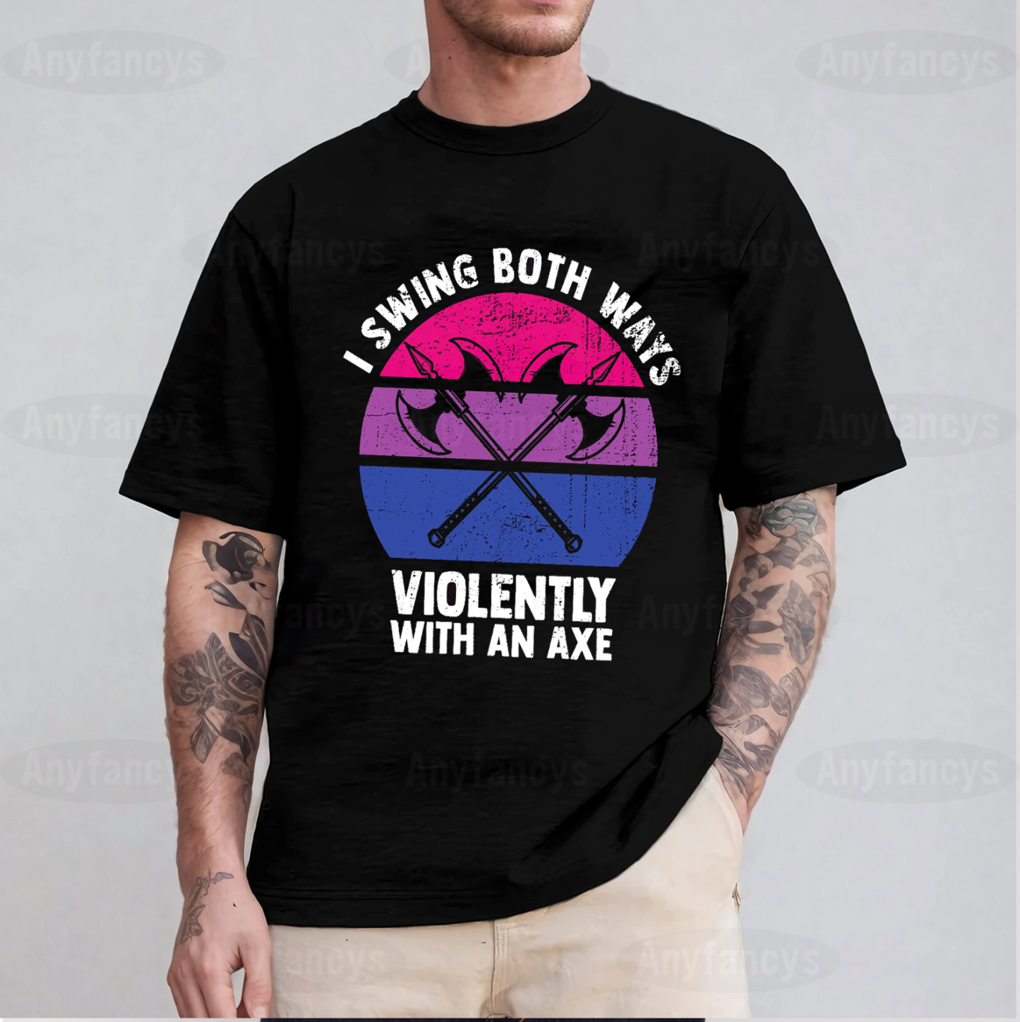 Bisexual, I Swing Both Ways Violently With An Axe Funny LGBT Pride Unisex T-shirt/Crewneck/Hoodie