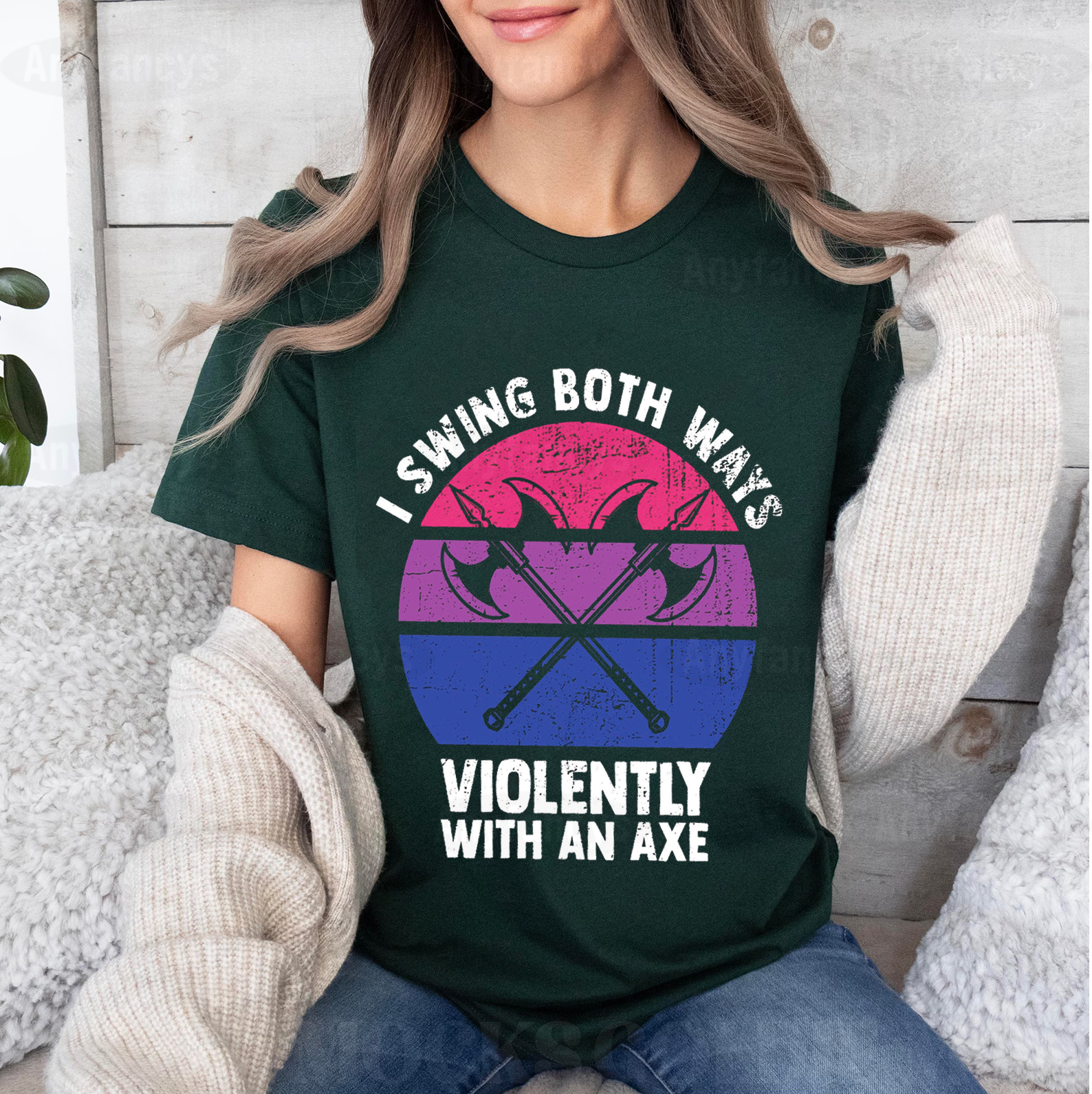 Bisexual, I Swing Both Ways Violently With An Axe Funny LGBT Pride Unisex T-shirt/Crewneck/Hoodie