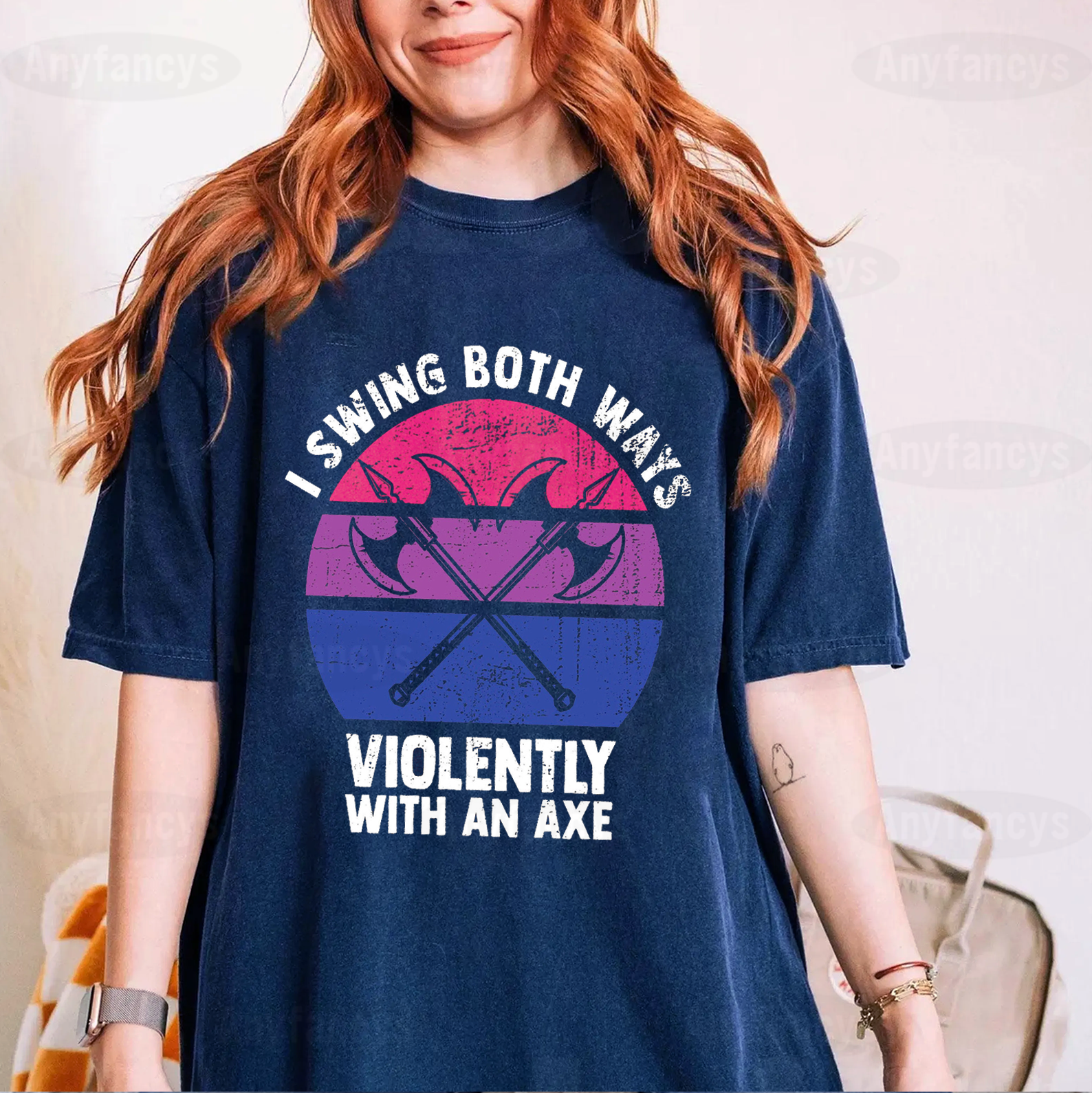 Bisexual, I Swing Both Ways Violently With An Axe Funny LGBT Pride Unisex T-shirt/Crewneck/Hoodie