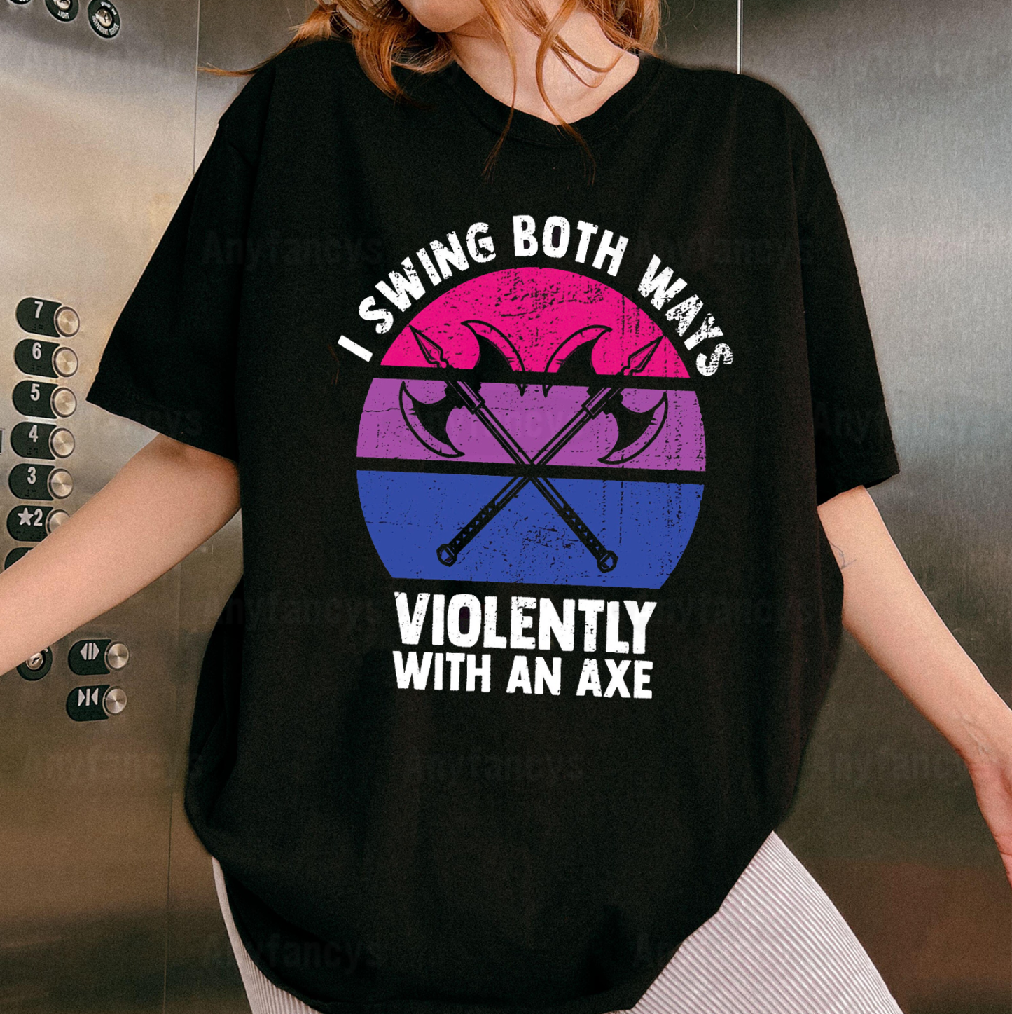 Bisexual, I Swing Both Ways Violently With An Axe Funny LGBT Pride Uni