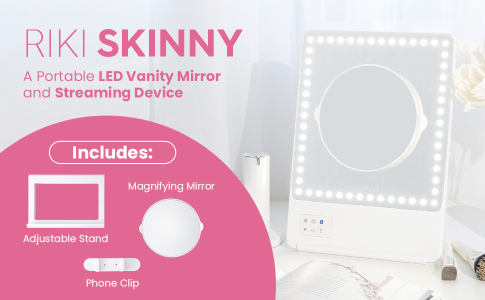 RIKI LOVES RIKI RIKI skinny mirror, vanity mirror, makeup mirror, travel mirror
