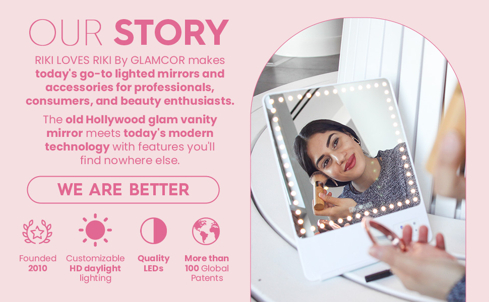 RIKI LOVES RIKI RIKI skinny mirror, vanity mirror, makeup mirror, travel mirror
