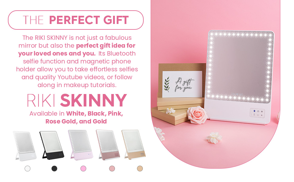 RIKI LOVES RIKI RIKI skinny vanity mirror, makeup mirror, travel mirror, mirror with phone holder