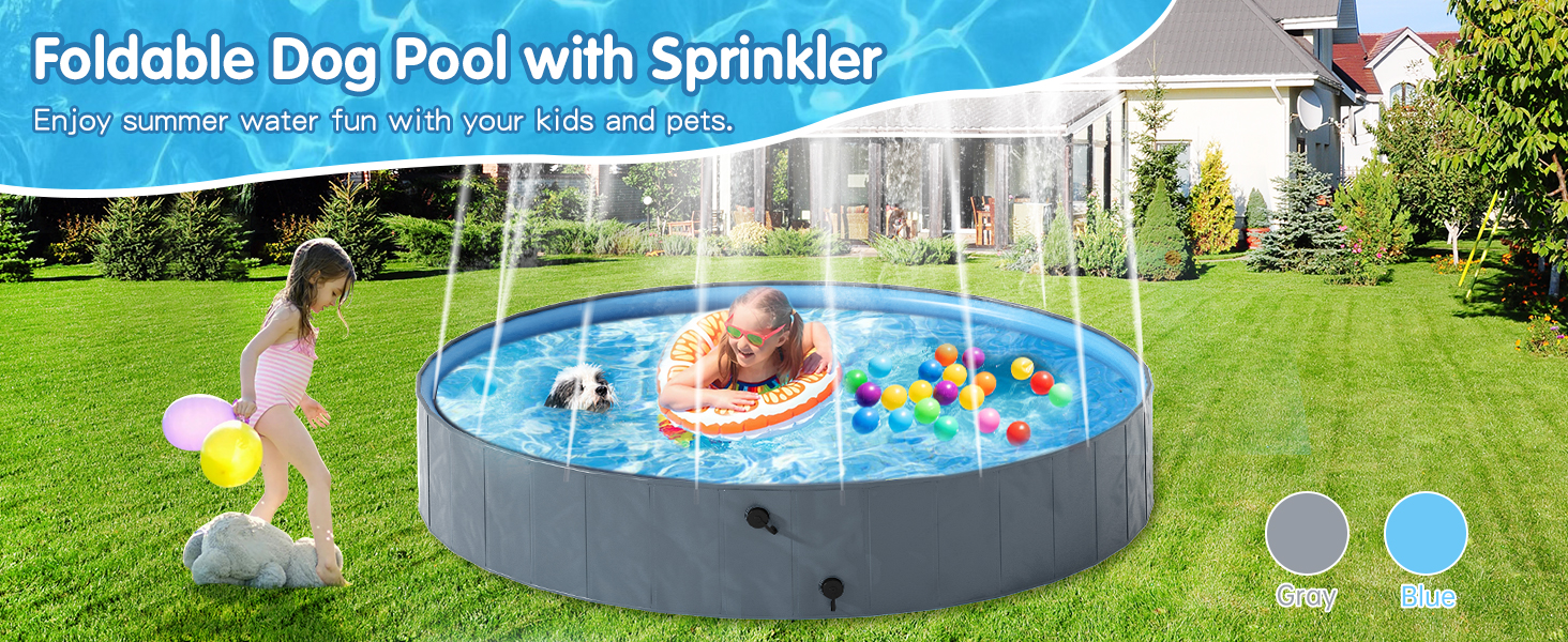 oldable Dog Pool with Sprinkler