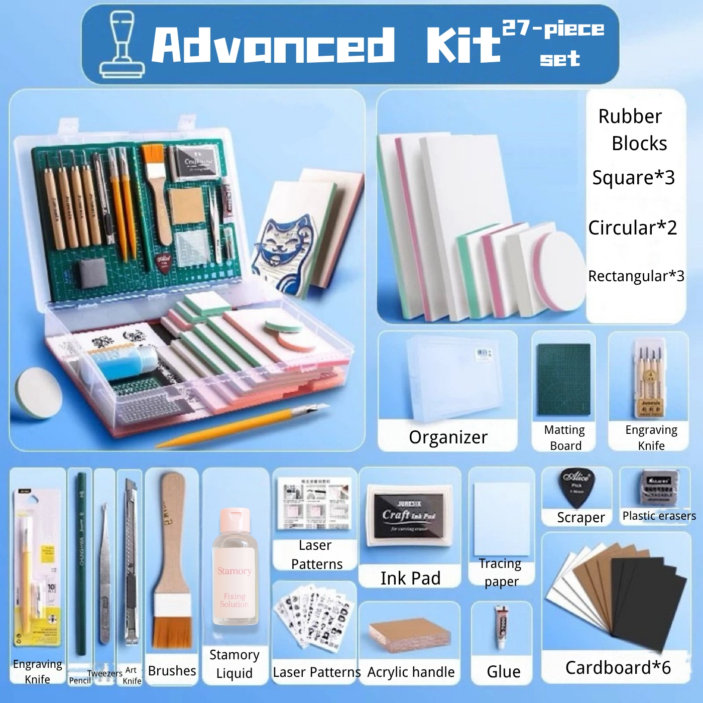 Stamory Rubber Stamp Carving Kit – All-in-One Set for Beginners to Pros 