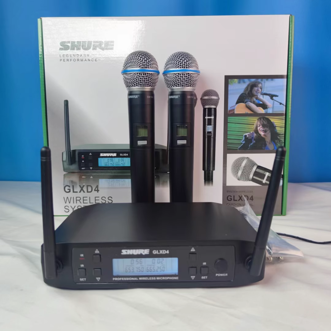 Sistema de microfone sem fios Shure GLXD4, com excelente qualidade de som, microfone UHF sem fios, conjunto com dois microfones BETA58A/SM58