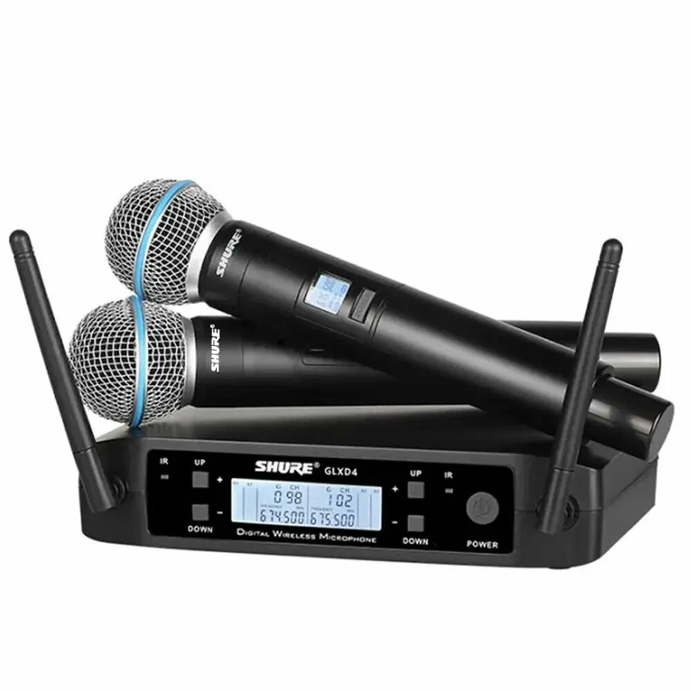 Sistema de microfone sem fios Shure GLXD4, com excelente qualidade de som, microfone UHF sem fios, conjunto com dois microfones BETA58A/SM58