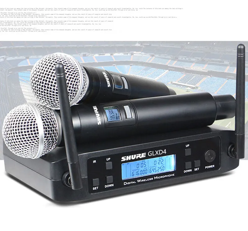 Sistema de microfone sem fios Shure GLXD4, com excelente qualidade de som, microfone UHF sem fios, conjunto com dois microfones BETA58A/SM58
