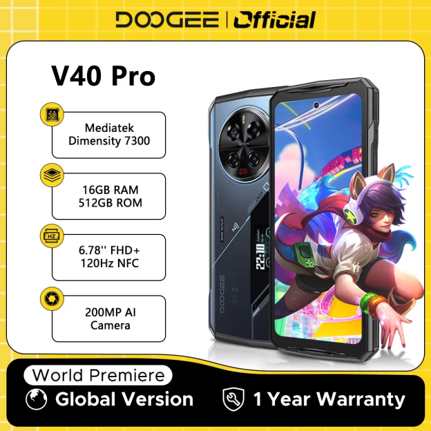 Estreia mundial Doogee V40 Pro 5G telefone robusto 6.78 "16gb + 512gb telefones de jogos