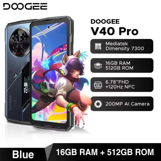 Estreia mundial Doogee V40 Pro 5G telefone robusto 6.78 "16gb + 512gb telefones de jogos