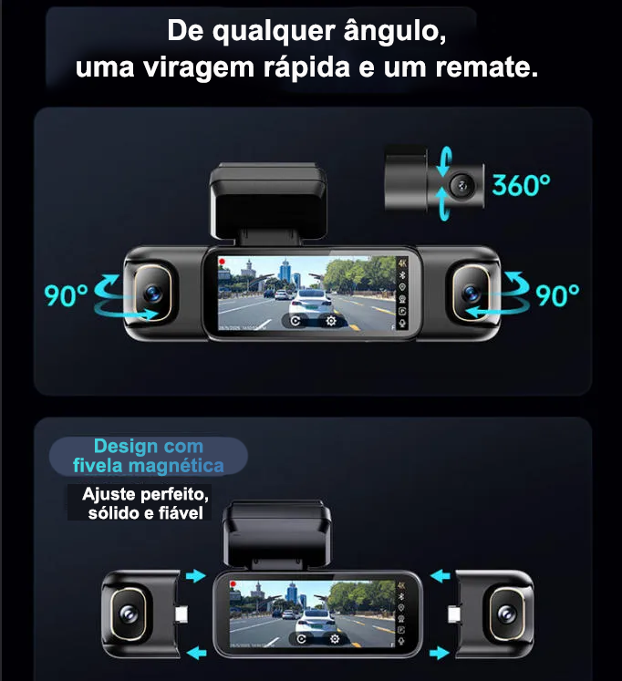Câmara automóvel Garmin G980 com inteligência artificial e controlo por voz, equipada com quatro câmaras, ecrã panorâmico de 360°, visão noturna 4K Ultra HD e rastreamento por GPS