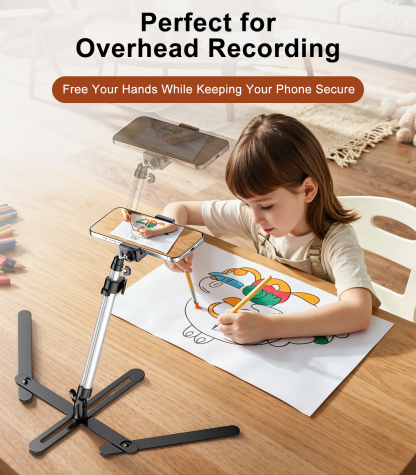 TiMOVO Overhead Tripod for Mini Projector Heavy Duty, 360° Rotation, Angle & Height Adjustable, Overhead Phone Mount for Cookie Decorating, Live Streaming, Cooking