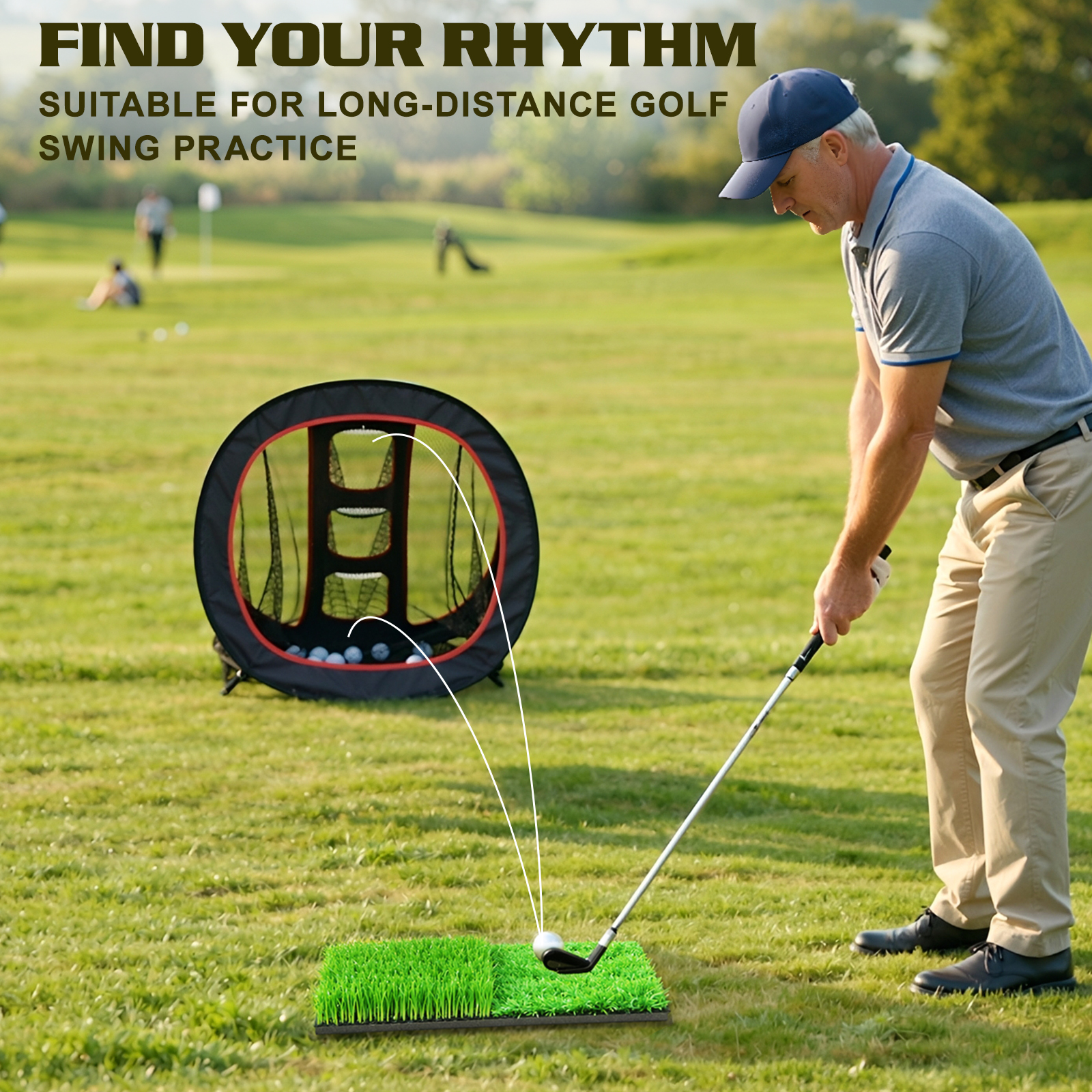MoKo Golf Chipping Net Set with Mat & 5 Practice Balls, All-in-One Golf Training Kit for Backyard & Indoor Use, Great Gift for Golfers and Beginners