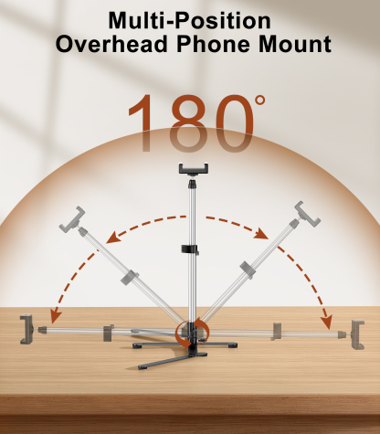 TiMOVO Overhead Tripod for Mini Projector Heavy Duty, 360° Rotation, Angle & Height Adjustable, Overhead Phone Mount for Cookie Decorating, Live Streaming, Cooking