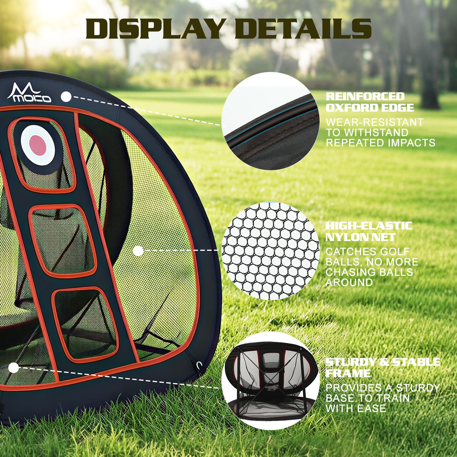 MoKo Golf Chipping Net Set with Mat & 5 Practice Balls, All-in-One Golf Training Kit for Backyard & Indoor Use, Great Gift for Golfers and Beginners