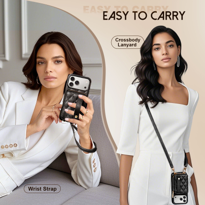 TiMOVO Wallet Case for iPhone 17 Pro Max with Credit Card Holder, Zipper Leather Crossbody Case with Auti- Theft Wrist Strap, Black