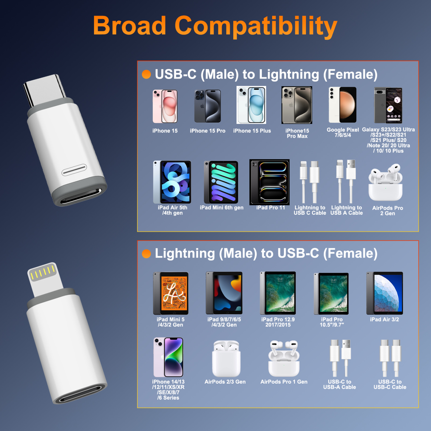 TiMOVO 4-Pack USB-C to Lightn-ing & Lightn-ing to USB-C Adapters, Compatible with iPhone 14/15/16, iPad, Not for Audio/OTG, White