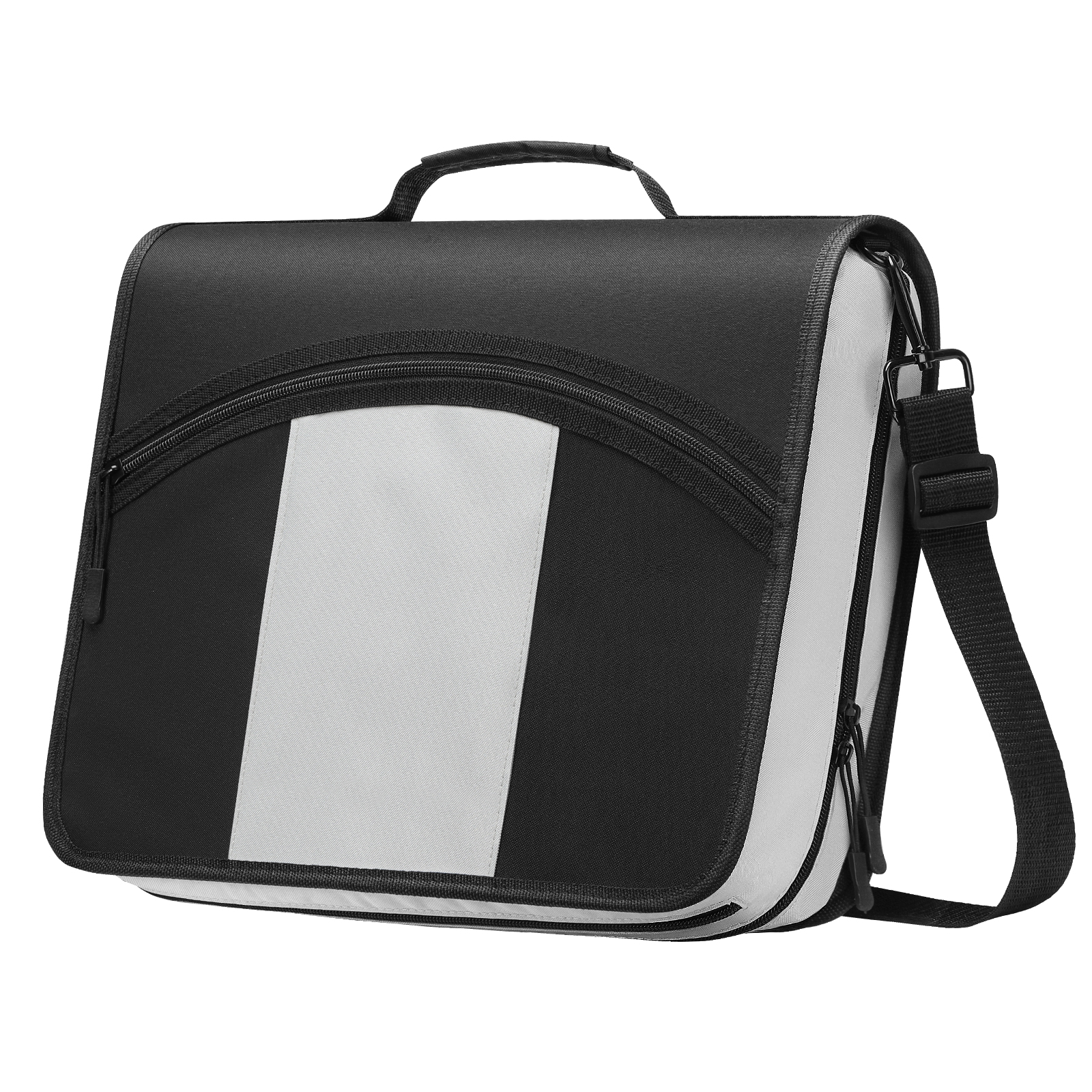 MoKo Zipper Binder, 3 in 3 Ring 600 Sheet Capacity Binder Organizer with Shoulder Strap, Black