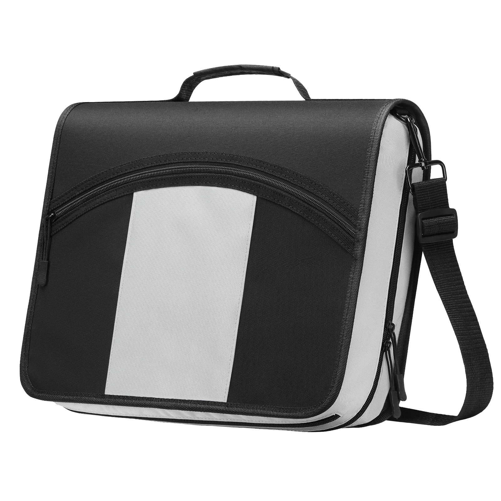 MoKo Zipper Binder, 3 in 3 Ring 600 Sheet Capacity Binder Organizer with Shoulder Strap, Black