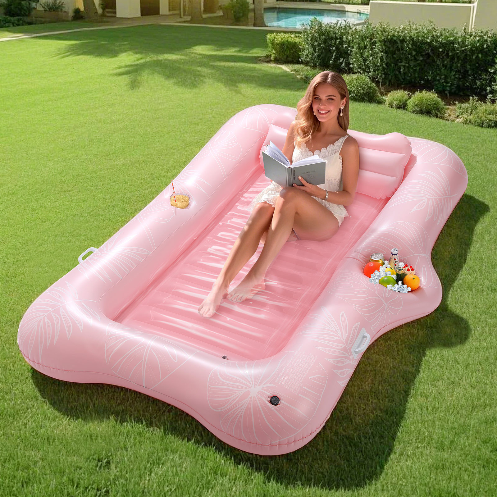 MoKo Tanning Pool Floats Adult, Water Filled Tanning Bed Inflatable Lounger Pool Raft Toys Blow Up Pool for Backyard Lake Beach
