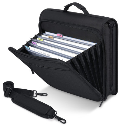 MoKo Zipper Binder, 2 Inch 500 Sheet Capacity Binder Organizer with Shoulder Strap, School Supplies,Black