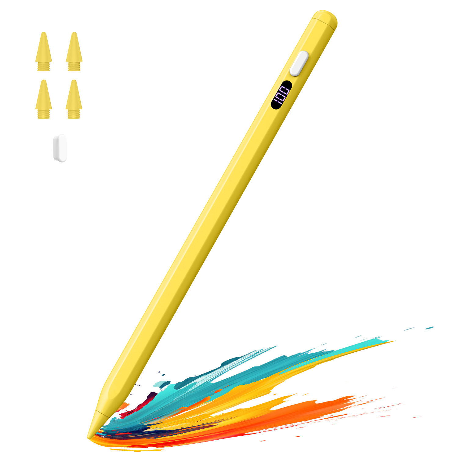 TiMOVO iPad Pencil with Power Display, Stylus Pen for 2018-2025 Apple iPad (A16)11/10/9/8/7/6 Gen, Air M3/M2 11"/13"/5/4/3, Mini 7/6/5, Pro M4 13"/12.9"/11", Yellow