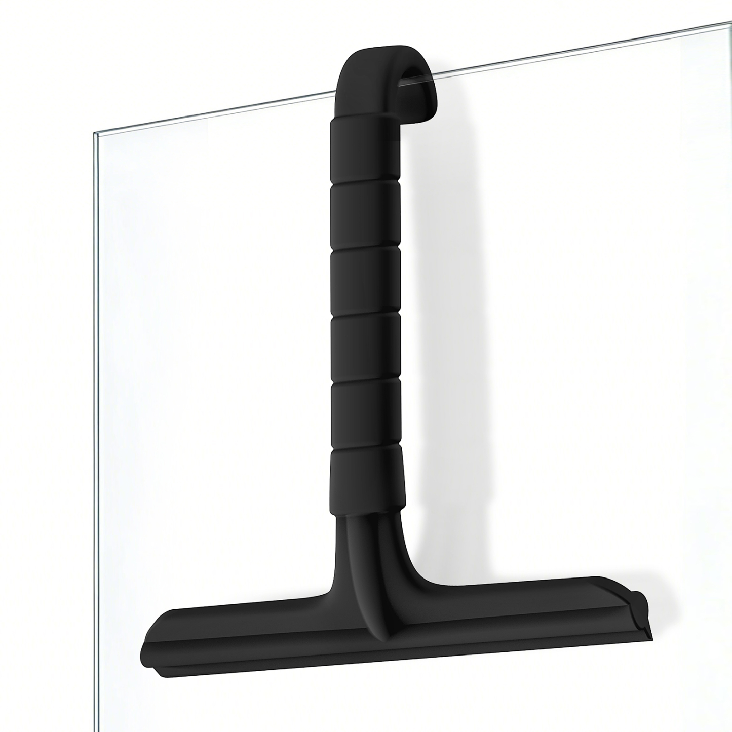 Roylvan Shower Squeegee for Glass Doors, All-in-One Silicone Squeegee with Built-in Hook for Bathroom, Window, Mirror, Tile Wall,Car, Streak-Free Cleaner Tool,7.87-Inch Black