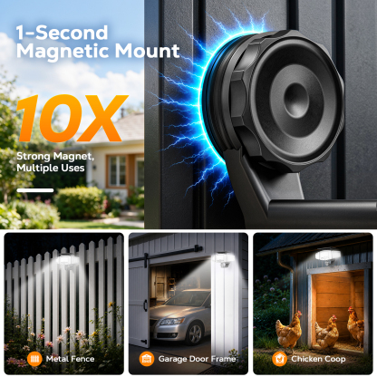 Outdoor Solar Lights Magnetic Solar Lights, 231 LED Motion Sensor Wall Light, 3-Head Adjustable Solar Lights, 3 Modes Solar USB Charge, IP65 Waterproof for Yard Patio (2 Pack)
