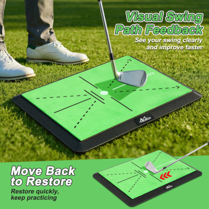 MoKo Golf Hitting Mat, 3 in 1 Golf Practice Mat for Swing Path Feedback Includes Fairway, Rough & Putting Pad Training Mats on No-Slip Rubber Base, Golfer Gifts for Men Women