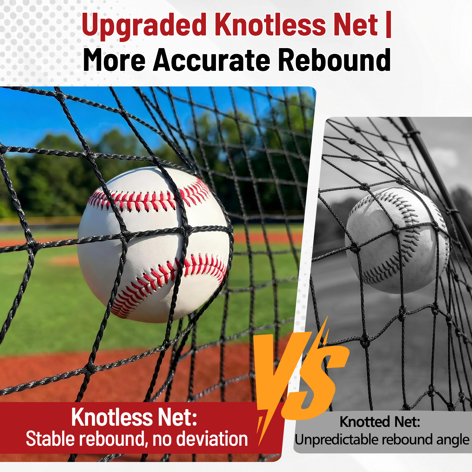 MoKo Baseball Rebounder Net, 4x4.5FT Pitch Back Trainer with 5 Adjustable Angles, Foldable Rebound Net.