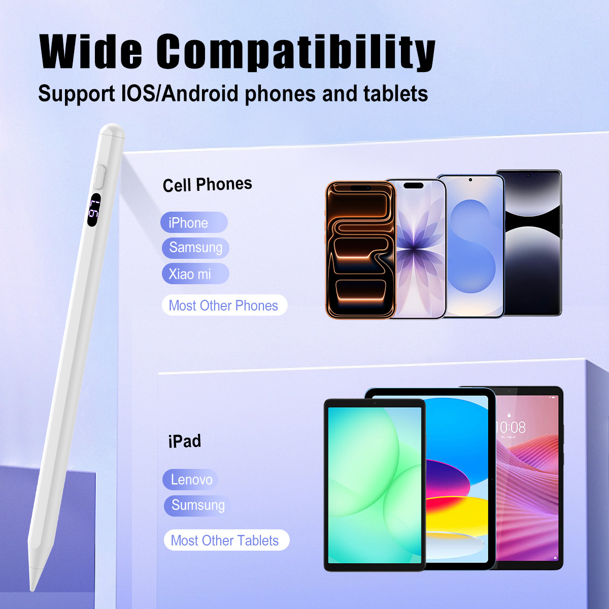 TiMOVO Stylus Pens for Touch Screens, iPad Pencil Compatible with Apple iPad iPhone Android IOS Samsung Lenovo Tablets Smart Phone,White