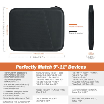 MoKo 9-11 inch Tablet Sleeve Case, Protective Bag Carrying Case Fits iPad Air M3, iPad A16 2025, Pro 11 inch, iPad 10/9/8/7th Gen, Tab S8/S9 11", Dark Gray