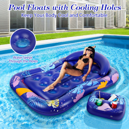 MoKo Pool Floats Loungers for Adults with Removable Cup Holders and Head Rest for Pool Lake Travel Beach, Blue