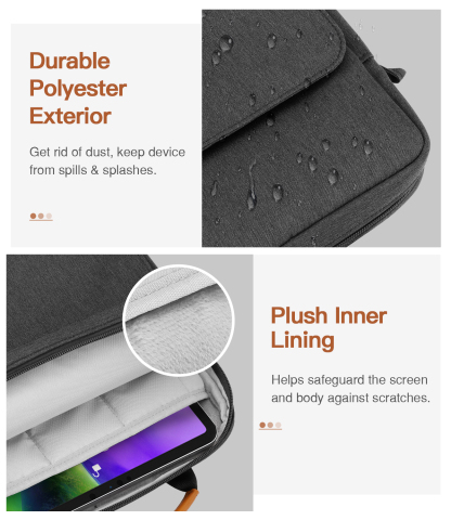 MoKo 9-11 Inch Tablet Sleeve Bag Carrying Case for iPad Pro 11 inch,iPad 10th 10.9,iPad 9/8/7th Generation 10.2,iPad Air 5/4th 10.9,iPad 9.7,Tab S8/S9 11", Black Gray