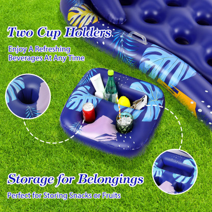 MoKo Pool Floats Loungers for Adults with Removable Cup Holders and Head Rest for Pool Lake Travel Beach, Blue