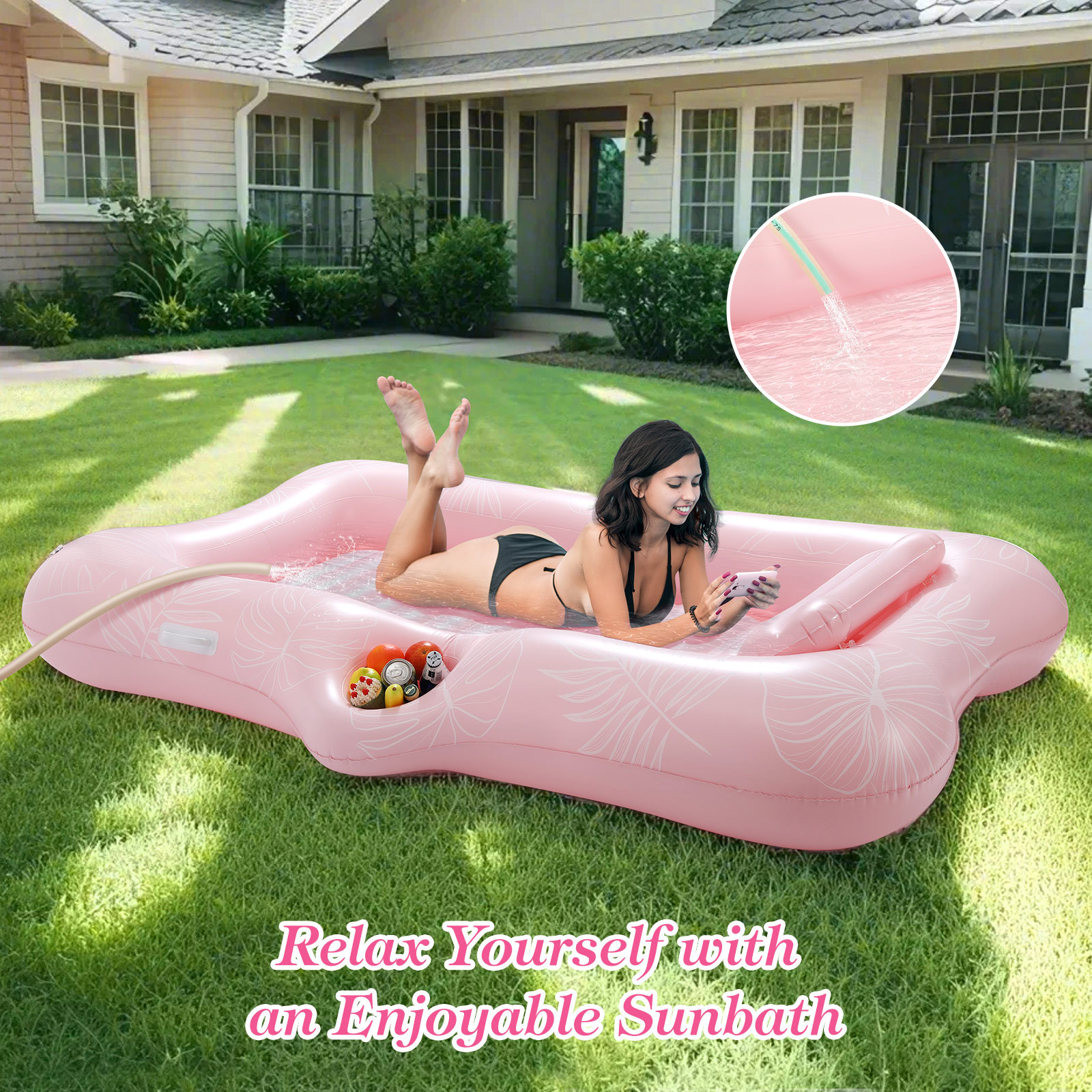 MoKo Tanning Pool Floats Adult, Water Filled Tanning Bed Inflatable Lounger Pool Raft Toys Blow Up Pool for Backyard Lake Beach