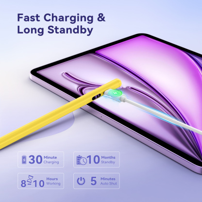 TiMOVO iPad Pencil with Power Display, Stylus Pen for 2018-2025 Apple iPad (A16)11/10/9/8/7/6 Gen, Air M3/M2 11"/13"/5/4/3, Mini 7/6/5, Pro M4 13"/12.9"/11", Yellow