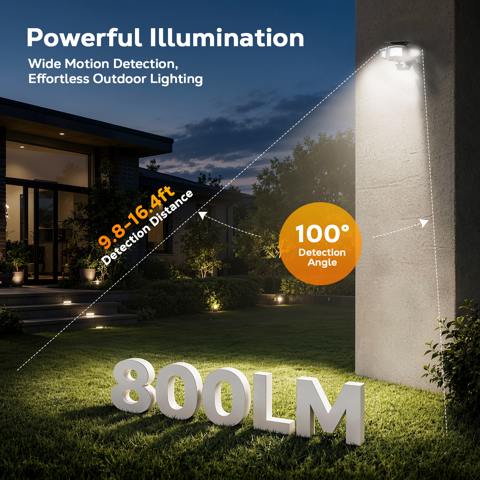 Outdoor Solar Lights Magnetic Solar Lights, 231 LED Motion Sensor Wall Light, 3-Head Adjustable Solar Lights, 3 Modes Solar USB Charge, IP65 Waterproof for Yard Patio (2 Pack)