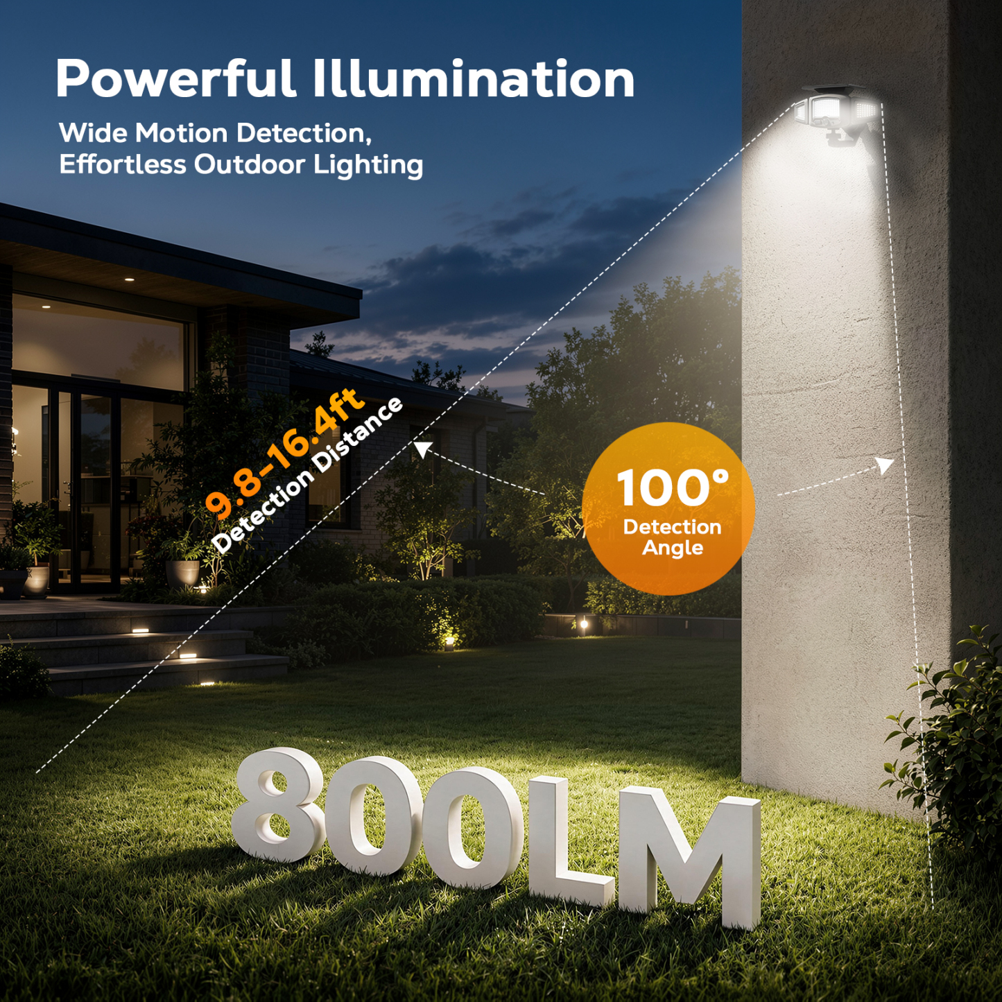 Outdoor Solar Lights Magnetic Solar Lights, 231 LED Motion Sensor Wall Light, 3-Head Adjustable Solar Lights, 3 Modes Solar USB Charge, IP65 Waterproof for Yard Patio (2 Pack)