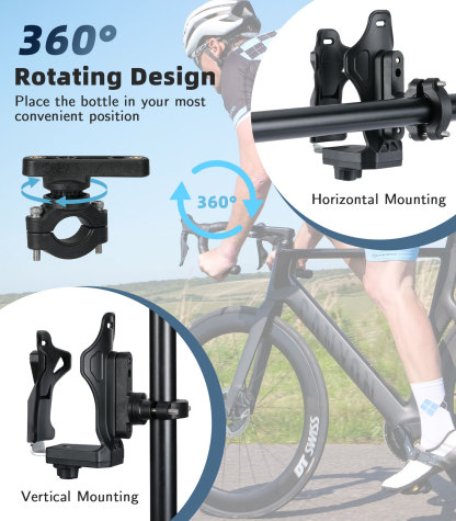  MoKo Universal Bike Water Bottle Cage Holder for for 1.9-3.6" Diameter Bottle, Handlebar & Frame, Fits Bicycle, Motorcycle, Stroller, Scooter, Wheelchair & ATV