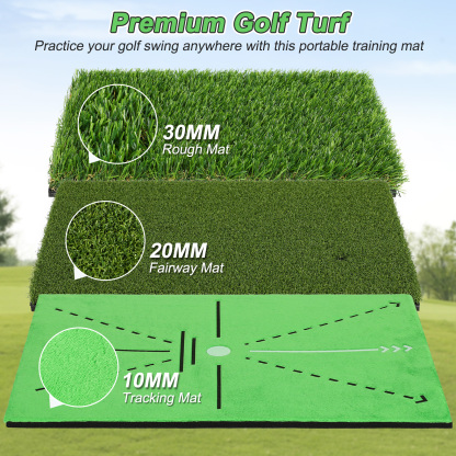 MoKo Golf Hitting Mat, 3 in 1 Golf Practice Mat for Swing Path Feedback Includes Fairway, Rough & Putting Pad Training Mats on No-Slip Rubber Base, Golfer Gifts for Men Women