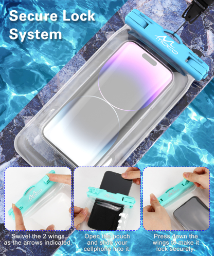 MoKo Waterproof Phone Pouch Floating Compatible with iPhone/Samsung/Galaxy, up to 7", 2 Pack