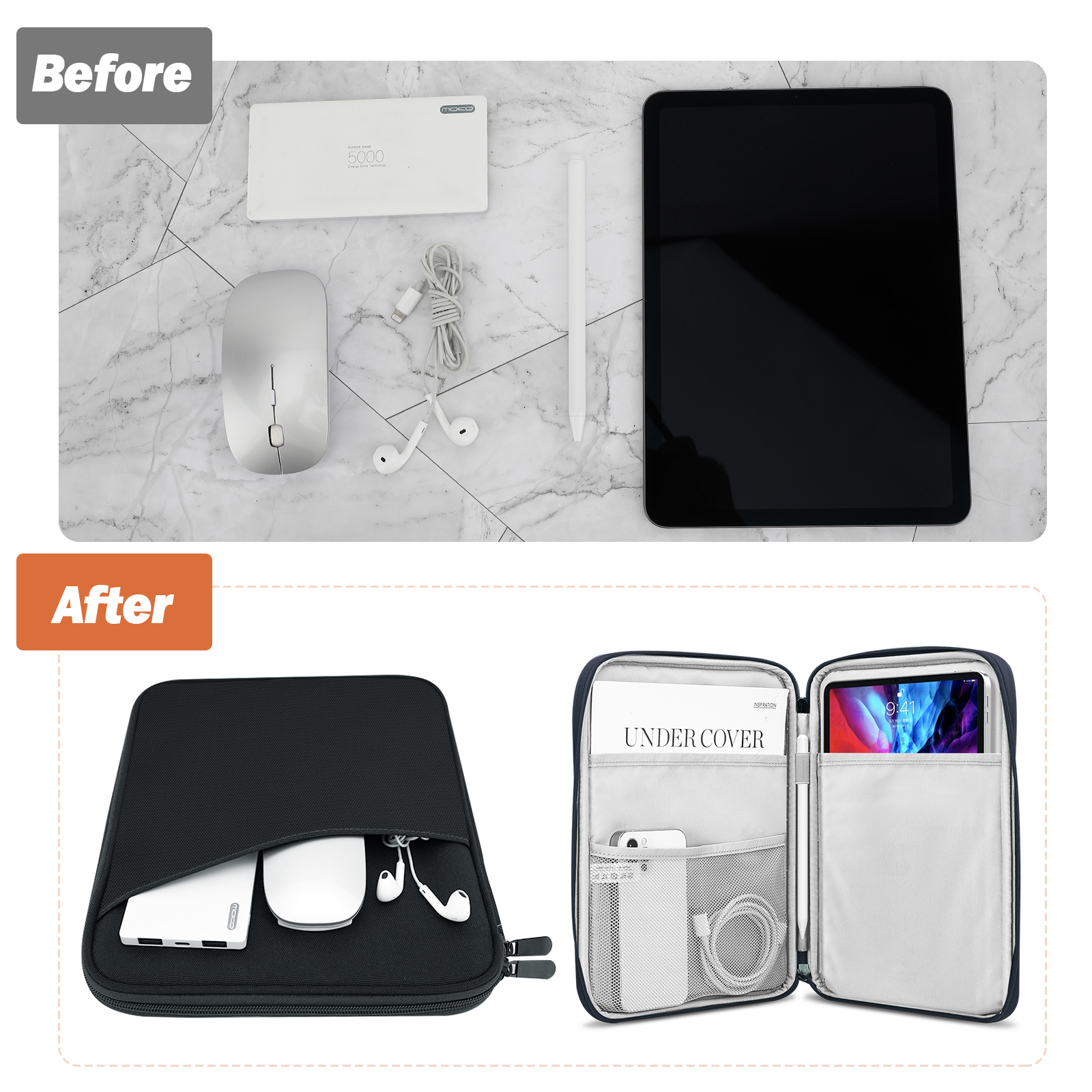 MoKo 9-11 inch Tablet Sleeve Case, Protective Bag Carrying Case Fits iPad Air M3, iPad A16 2025, Pro 11 inch, iPad 10/9/8/7th Gen, Tab S8/S9 11", Dark Gray