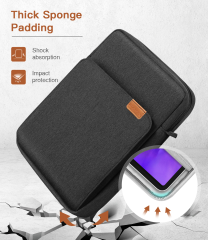 MoKo 9-11 Inch Tablet Sleeve Bag Carrying Case for iPad Pro 11 inch,iPad 10th 10.9,iPad 9/8/7th Generation 10.2,iPad Air 5/4th 10.9,iPad 9.7,Tab S8/S9 11", Black Gray