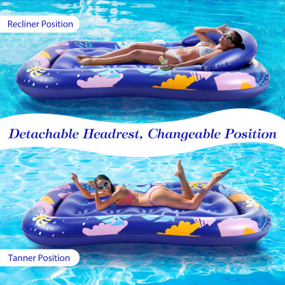 MoKo Pool Floats Loungers for Adults with Removable Cup Holders and Head Rest for Pool Lake Travel Beach, Blue