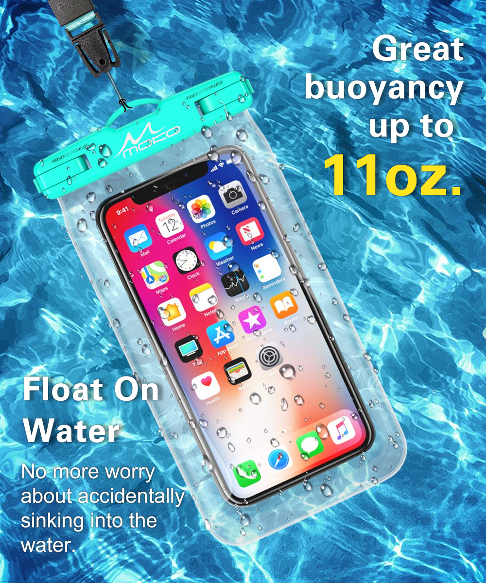 MoKo Waterproof Phone Pouch Floating Compatible with iPhone/Samsung/Galaxy, up to 7", 2 Pack
